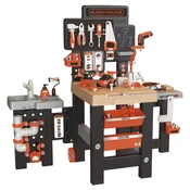 Delovna trikraka stojna lestev na kolesih Black&Decker Mega Center Smoby strojništvo instalaterstvo barvanje in tesnjenje 100 dodatkov 103 cm višina SM360744