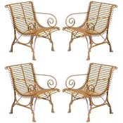 Casa Padrino Art Nouveau garden chair set of 4 brown 64 x 62 x H. 71 cm - Handmade wrought iron chairs with armrests - Nostalgic wrought iron garden & patio furniture