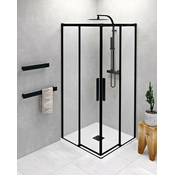Kvadratni zaslon ALTIS LINE BLACK, 900 x 900 mm, kot, prosojno steklo - 23