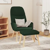 vidaXL vidaXL Stol za sproščanje s stolčkom temno zeleno blago, (20957615)