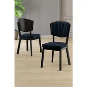 Hanah Home set trpezarijskih stolica Nape 4 kom, antracit tkanina Babyface, crne metalne noge