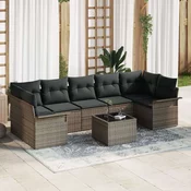 8-dijelni Vrtni Sofa Set s Jastucima Sivi Poly Rattan