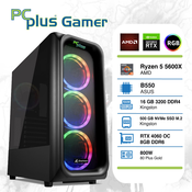 PCPLUS gaming računalnik Gamer (Ryzen 5 3.7GHz, 32GB, 500GB SSD, RTX 4060 8GB OC DDR6, RGB, DOS)