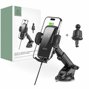 AVTO NOSILEC Z BREZŽIČNIM POLNJENJEM TECH-PROTECT CM15W-V1 DASHBOARD & VENT CAR MOUNT WIRELESS CHARGER 15W BLACK