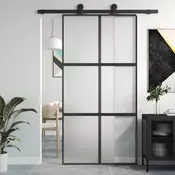 Vidaxl vidaXL Drsna vrata, črna, 102,5 x 205 cm, kaljeno steklo, aluminij