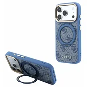 Guess PU 4G Ring Stand MagSafe zadnji ovitek za iPhone 18 Pro Max moder