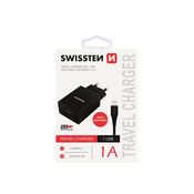 Swissten USB omrežni polnilnik/adapter, 1 A, črn + strelovodni kabel