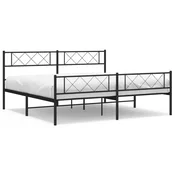 Vidaxl Kovinski posteljni okvir z vzglavjem in vznožjem črn 183x213 cm