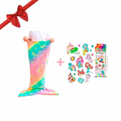 Netscroll Darilni set Otroška odeja v obliki repa morske deklice odejo + setom za ustvarjanje z diamanti in nalepkami GRATIS, božična darila, ideja za darila, SparkleMermaid