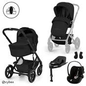 Cybex - Otroški voziček Talos S Lux z zložljivo košaro - Moon Black (4v1)