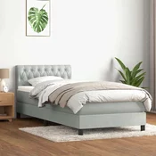 vidaXL vidaXL Box spring postelja z vzmetnico svetlo siva 80x220 cm žamet, (21790820)