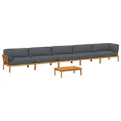 vidaXL vidaXL Kavčna garnitura z blazino 6 pcs Antracit Masiven les akacije, (5000263187)