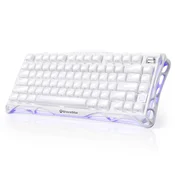 GravaStar Mercury K1 75% Wireless Mechanical Gaming Keyboard/Special Edition Opaline White/Aluminium Alloy/ Hot-Swap/Sideprint keycaps/Kalih Cherry Pink linear switches