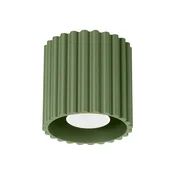 SOLLUX lighting Moderna okrogla stropna svetilka z žlebičastim vzorcem olivno zelene barve 10 cm 1xGU10 10W AURA Sollux Lighting