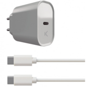 NEW Stenski Polnilec + USB C Kabel KSIX Bela 20W