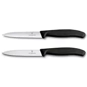 Nož za zelenjavo Victorinox 6.7793.B, set 2 nožev, ravno in valovito rezilo, 10 cm, črn