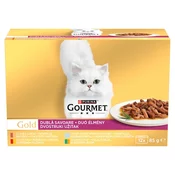 Gourmet Gold Duo izkušnja vlažna hrana za mačke - izbira rac, govedina, morska riba, zajec 12 x 85 g