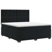 vidaXL Postelja boxspring z vzmetnico Črna 140 x 200 cm Žamet
