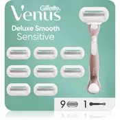Gillette Venus Deluxe Smooth Sensitive brivnik + nadomestne britvice 9 kos