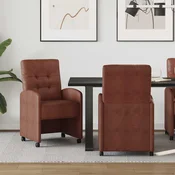vidaXL Jedilni stoli 2 pcs Sijajna rjava 57 x 67 x 98 cm Umetna koža