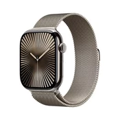 Apple Watch Series 10: GPS + Cellular, 46 mm, ohišje iz titana v naravni barvi, pašček Milanese Loop v naravni barvi - S/M