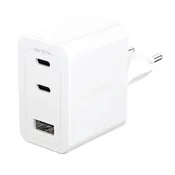 Potovalni adapter Grand Prix 2x USB-C/USB-A, GaN, 70 W PD, Srebrno-bela, empower