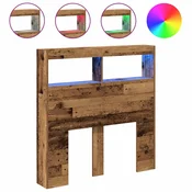 Vidaxl Omarica za vzglavje postelje LED starinski les 100x17x102 cm