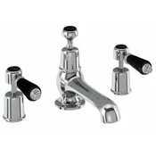 Casa Padrino luxury washbasin three-hole mixer tap silver/black - Luxury bathroom washbasin tap - Bathroom accessories