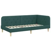 Vidaxl Kotna postelja Temno zelena 90 x 190 cm blago