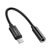 Maxlife Maxlife, Avdio adapter Jack 3.5mm ženski na Lightning moški, kompakten, 13.5cm, Črna, (5000276922)