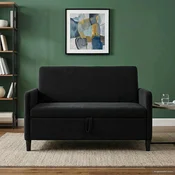 vidaXL Sofa s shrambo Črna 122 x 78 x 87 cm Poliester