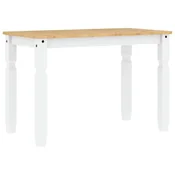 Vidaxl Jedilna miza Corona bela 112x60x75 cm trdna borovina