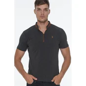 T8571 DEWBERRY ZIPPER MENS T-SHIRT-DARK ANTHRACITE