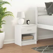 vidaXL Nočna omarica s predalom bela 39x28x41 cm