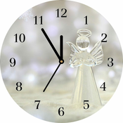 tulup.si Steklena ura Dobrodošli stekleni angel Ornament Črne kazalke fi 30 cm