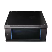 Wall cabinet 4U 600x600 black glass door