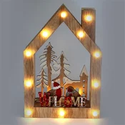 Iris Christmas kućica s pticama na uzorku/20x30x5,5 cm/topla bijela LED drvena dekorativna svjetiljka 309-02