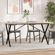 Blagovaonski stol X-oblika 160x80x75,5 cm od borovine i celik
