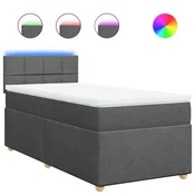 Vidaxl Box spring postelja z vzmetnico temno siva 90x200 cm blago