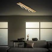 Briloner LED-stropna svetilka Vinka, 98 x 11 cm, z dvema svetlobnima viroma, v barvi lesa - Dnevna soba/jedilnica - Sodobni - svetlo leseno, črno