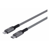 Kabel MANHATTAN Charge & Sync, USB-C PD (M) na Lightning (M), MFi, sivi, 0.5m