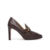 LAUREN RALPH LAUREN Nizki čevlji Colleen Perforated Calfskin Kiltie Pump 802P02364004 Temno rjava