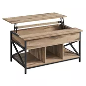 Po višini nastavljiva klubska mizica GASPAR, 60x100x(48–62)cm, camel rjava/črna Vasagle
