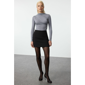 Trendyol Gray Body-Sit Knitted Bodysuit with Collar Detail