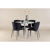 Venture Design Jedilna garnitura Plaza miza z Modesto stoli, miza 100x75 cm, siva in črna