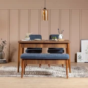 Hanah Home Set trpezarijski sto, 2 trpezarijske stolice i klupa Vina 1048, Orah