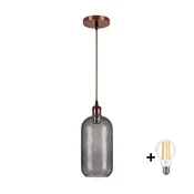Brilagi - LED lestenec na kablu RETRO GLASS 1xE27/60W/230V, premer 14 cm, meden/dimno siv