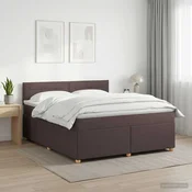 Vidaxl Postelja boxspring z vzmetnico Temno rjava 140 x 200 cm Blago