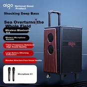 Aiguozhe Bluetooth karaoke zvucnik sa 2 mikrofona S612, USB, TF, Crni