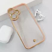 Maska Luxury Crystal Clear za iPhone 16 roze